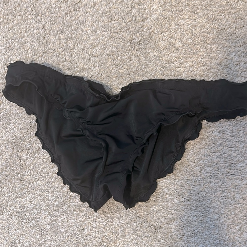 Black ruched cheeky bikini bottom VS